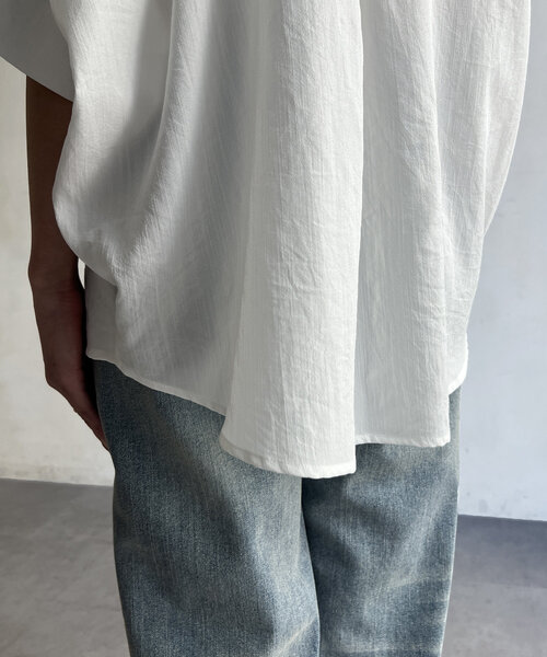Chez toi（シェトワ）の「リネンタッチ袖ターンバックブラウス（シャツ/ブラウス・レディース・ネイビー/サックスブルー/オフホワイト/キャメル・FREE）」の21枚目の写真