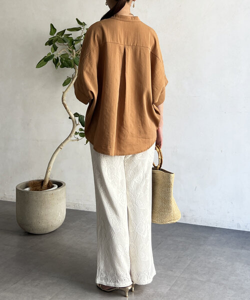 リネンタッチ袖ターンバックブラウス（シャツ/ブラウス）｜Chez toi