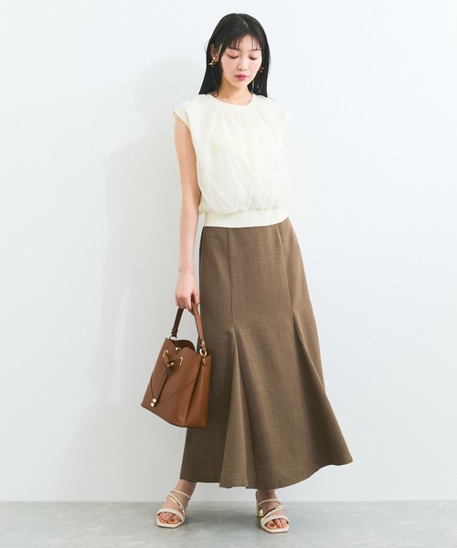 VIS(ビス)の「【接触冷感】楊柳シアードッキングカットプルオーバー(Tシャツ/カットソー・レディース・キナリ/ブラック/ライトグリーン・FREE)」の17枚目の写真