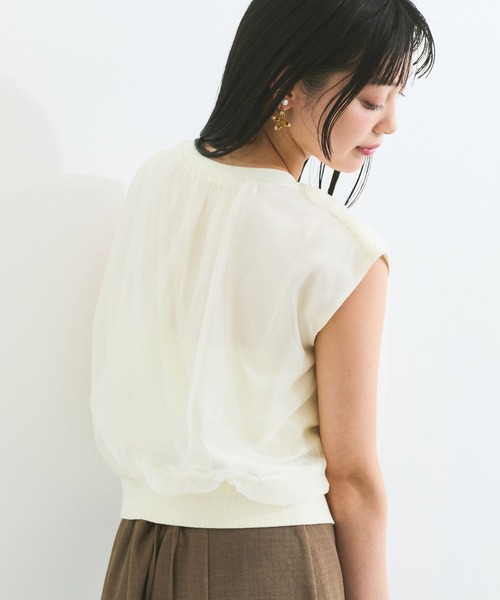 VIS(ビス)の「【接触冷感】楊柳シアードッキングカットプルオーバー(Tシャツ/カットソー・レディース・キナリ/ブラック/ライトグリーン・FREE)」の19枚目の写真
