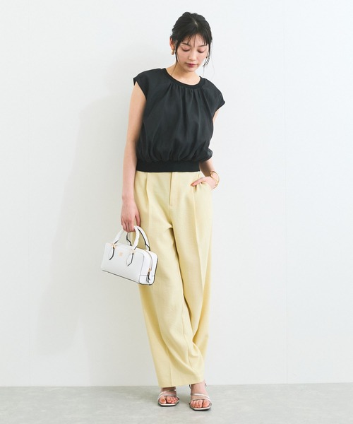 VIS(ビス)の「【接触冷感】楊柳シアードッキングカットプルオーバー(Tシャツ/カットソー・レディース・キナリ/ブラック/ライトグリーン・FREE)」の20枚目の写真