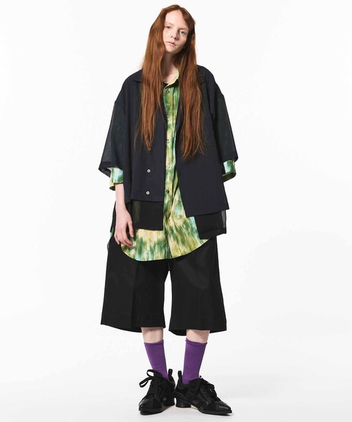 MAISON SPECIAL（メゾンスペシャル）の「《UNISEX》Prime-Over Layering Short Sleeve Shirt/プライムオーバーレイヤリングショートスリーブシャツ【MAISON SPECIAL/メゾンスペシャル】（シャツ/ブラウス・メンズ・ブラック/ホワイト・1/2）」の4枚目の写真