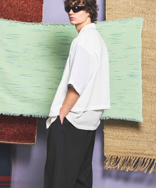 MAISON SPECIAL（メゾンスペシャル）の「《UNISEX》Prime-Over Layering Short Sleeve Shirt/プライムオーバーレイヤリングショートスリーブシャツ【MAISON SPECIAL/メゾンスペシャル】（シャツ/ブラウス・メンズ・ブラック/ホワイト・1/2）」の6枚目の写真