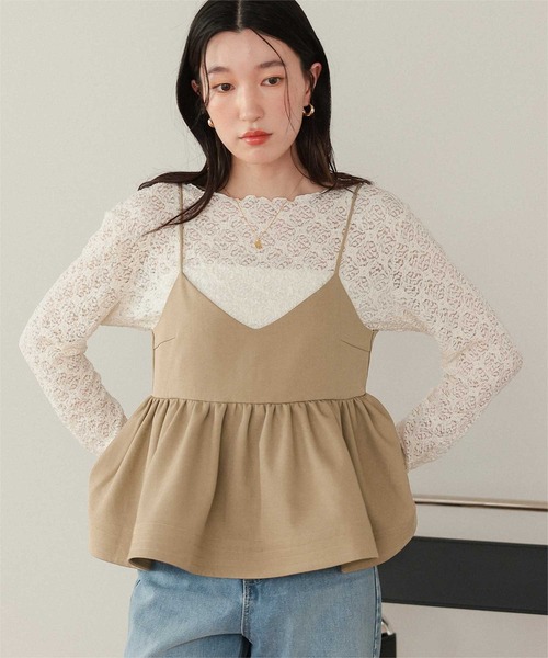 titivate(ティティベイト)の「Vネックペプラムキャミソールトップス(キャミソール・レディース・ネイビー/ベージュ/ブラウン/ブラック・M/S/L)」の21枚目の写真