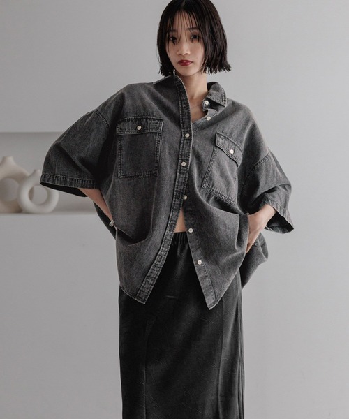 デニムリメ缶 №1 LOWRYS FARM（ローリーズファーム）の「デニムBIGシャツSS 490261