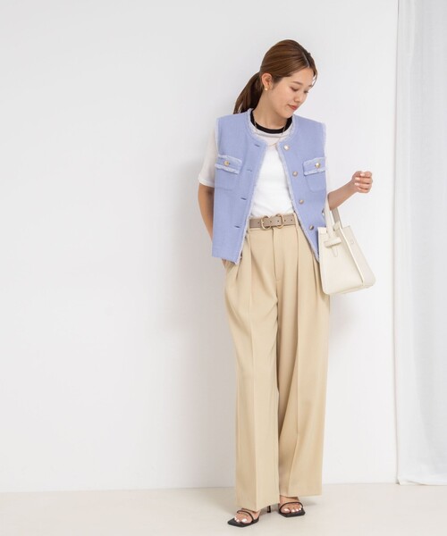 NOLLEY’S Sophi（ノーリーズソフィ）の「ラッセルフリンジベスト（ベスト・レディース・サックスブルー/オフホワイト・38）」の11枚目の写真