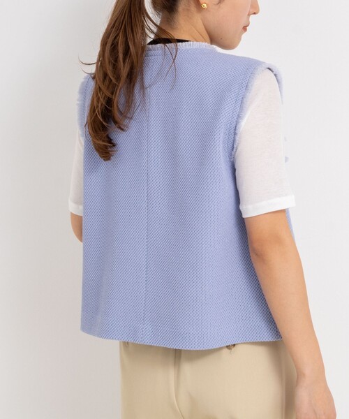 NOLLEY’S Sophi（ノーリーズソフィ）の「ラッセルフリンジベスト（ベスト・レディース・サックスブルー/オフホワイト・38）」の9枚目の写真