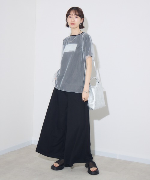 Paradise Picnic(パラダイスピクニック)の「チュール重ね箔プリントT(Tシャツ/カットソー・レディース・ブルー/アイボリー/ブラック・FREE)」の8枚目の写真