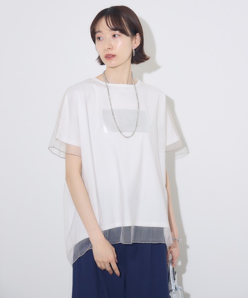 Paradise Picnic(パラダイスピクニック)の「チュール重ね箔プリントT(Tシャツ/カットソー・レディース・ブルー/アイボリー/ブラック・FREE)」の18枚目の写真