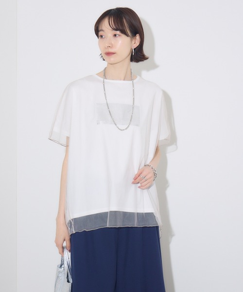 Paradise Picnic(パラダイスピクニック)の「チュール重ね箔プリントT(Tシャツ/カットソー・レディース・ブルー/アイボリー/ブラック・FREE)」の19枚目の写真