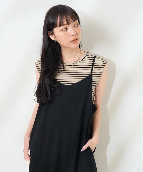 FREAK'S STORE(フリークスストア)の「【セットアイテム】リネンレーヨン キャミワンピース インナーセット(ワンピース・レディース・ブルー/ブラック/ベージュ・フリ-)」の8枚目の写真