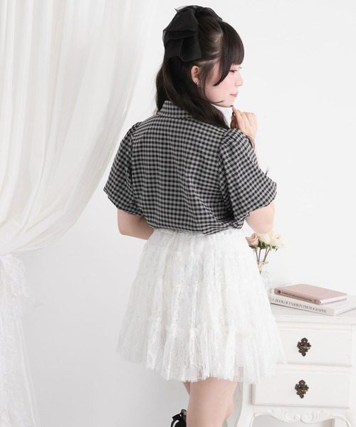 DearMyLoveRose(ディアマイラブローズ)の「リボン付角襟シャツブラウス【大きいサイズ有り】(シャツ/ブラウス・レディース・ホワイト/ブラック/チェック・3L/LL/LARGE/MEDIUM/SMALL)」の14枚目の写真