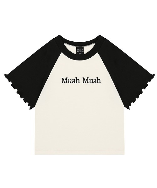 muahmuah(ムーアムーア)の「A'GEM/9 × .kom 『muah muah/ムーアムーア』STITCH RAGLAN FRILL HALF T-Shirt ステッチラグラン フリルハーフ Tシャツ(Tシャツ/カットソー・レディース・グレー/ホワイト/ピンク・FREE)」の16枚目の写真