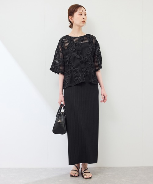 ROPE' PICNIC（ロペピクニック）の「メッシュコード刺繍プルオーバー（Tシャツ/カットソー・レディース・サックスブルー/ブラック/オフホワイト・38）」の6枚目の写真