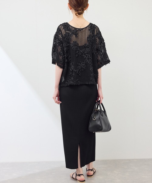 ROPE' PICNIC（ロペピクニック）の「メッシュコード刺繍プルオーバー（Tシャツ/カットソー・レディース・サックスブルー/ブラック/オフホワイト・38）」の9枚目の写真