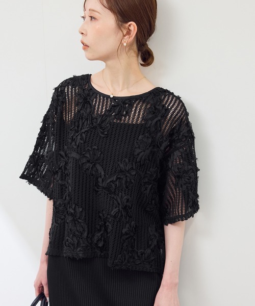 ROPE' PICNIC（ロペピクニック）の「メッシュコード刺繍プルオーバー（Tシャツ/カットソー・レディース・サックスブルー/ブラック/オフホワイト・38）」の11枚目の写真