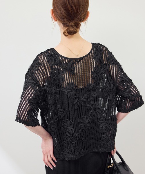 ROPE' PICNIC（ロペピクニック）の「メッシュコード刺繍プルオーバー（Tシャツ/カットソー・レディース・サックスブルー/ブラック/オフホワイト・38）」の12枚目の写真