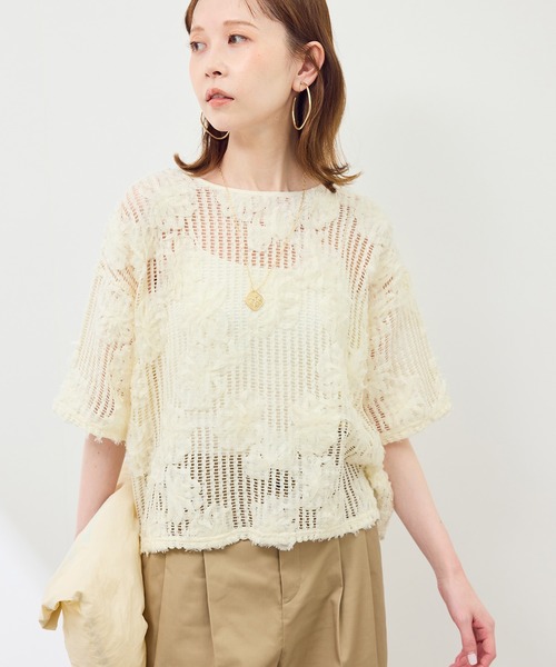 ROPE' PICNIC（ロペピクニック）の「メッシュコード刺繍プルオーバー（Tシャツ/カットソー・レディース・サックスブルー/ブラック/オフホワイト・38）」の17枚目の写真