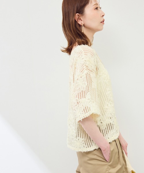 ROPE' PICNIC（ロペピクニック）の「メッシュコード刺繍プルオーバー（Tシャツ/カットソー・レディース・サックスブルー/ブラック/オフホワイト・38）」の18枚目の写真