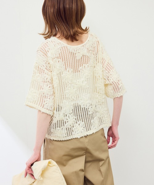 ROPE' PICNIC（ロペピクニック）の「メッシュコード刺繍プルオーバー（Tシャツ/カットソー・レディース・サックスブルー/ブラック/オフホワイト・38）」の19枚目の写真