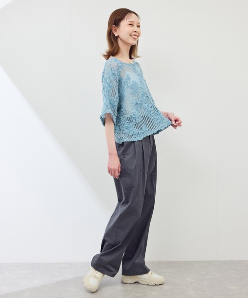 ROPE' PICNIC（ロペピクニック）の「メッシュコード刺繍プルオーバー（Tシャツ/カットソー・レディース・サックスブルー/ブラック/オフホワイト・38）」の21枚目の写真