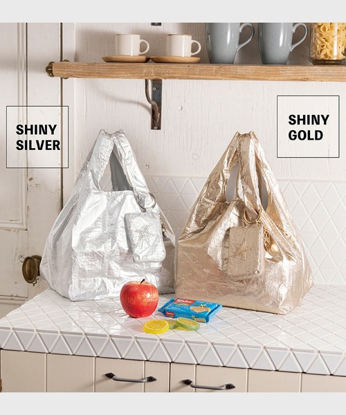 LAZY SUSAN（レイジースーザン）の「エコバッグ　グリッタースターＬＳ小（エコバッグ/サブバッグ・レディース・シルバー/ゴールド・FREE）」の9枚目の写真