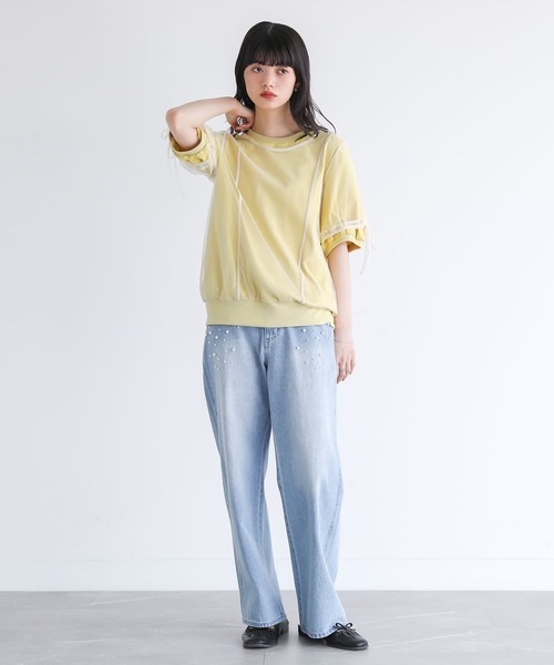 somari imagination(ソマリ イマジネーション)の「『チュールレイヤードカットソー』(Tシャツ/カットソー・レディース・イエロー/ネイビー・2/1)」の8枚目の写真