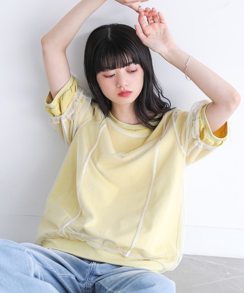 somari imagination(ソマリ イマジネーション)の「『チュールレイヤードカットソー』(Tシャツ/カットソー・レディース・イエロー/ネイビー・2/1)」の5枚目の写真