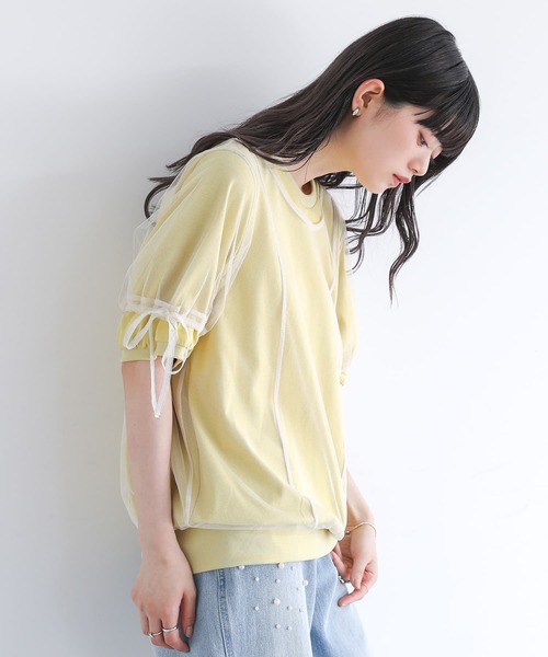 somari imagination(ソマリ イマジネーション)の「『チュールレイヤードカットソー』(Tシャツ/カットソー・レディース・イエロー/ネイビー・2/1)」の7枚目の写真