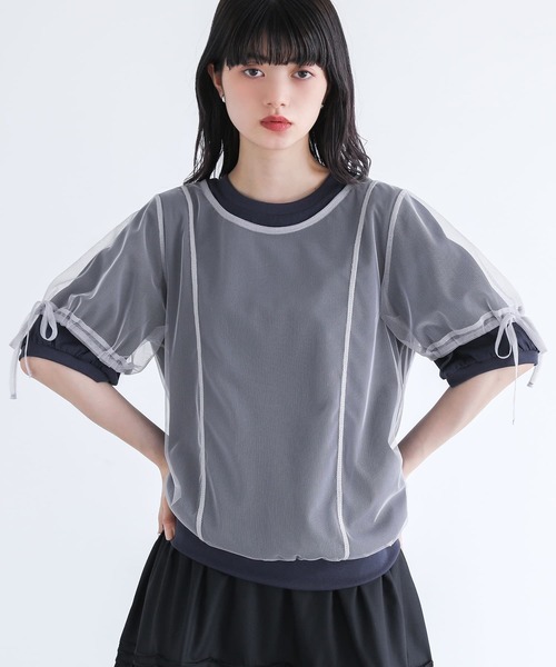 somari imagination(ソマリ イマジネーション)の「『チュールレイヤードカットソー』(Tシャツ/カットソー・レディース・イエロー/ネイビー・2/1)」の13枚目の写真