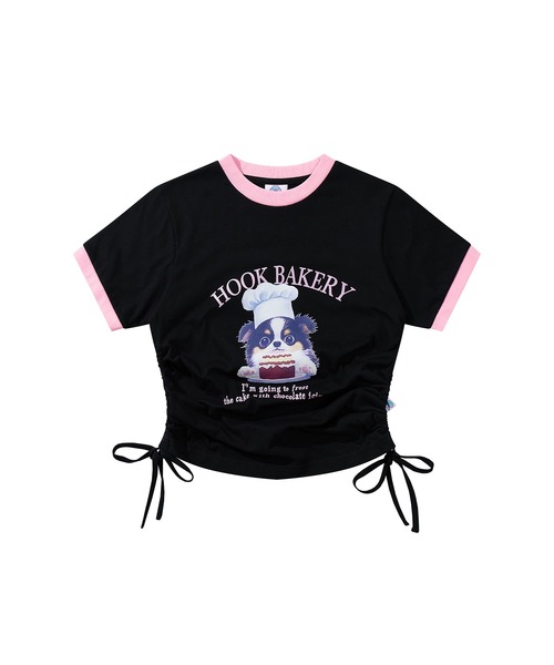 HOOK(フック)の「【HOOK】for girls 裾シャーリングレトロわんちゃんプリントリンガーTEE (SS)(Tシャツ/カットソー・レディース・ブラック/ホワイト・LARGE/SMALL/MEDIUM)」の17枚目の写真