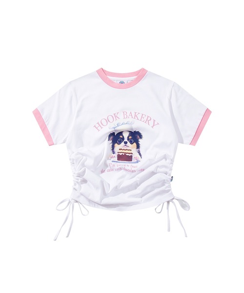HOOK(フック)の「【HOOK】for girls 裾シャーリングレトロわんちゃんプリントリンガーTEE (SS)(Tシャツ/カットソー・レディース・ブラック/ホワイト・LARGE/SMALL/MEDIUM)」の19枚目の写真