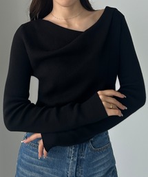 Louere | 薄手ドレープリブニットトップス(ニット/セーター)