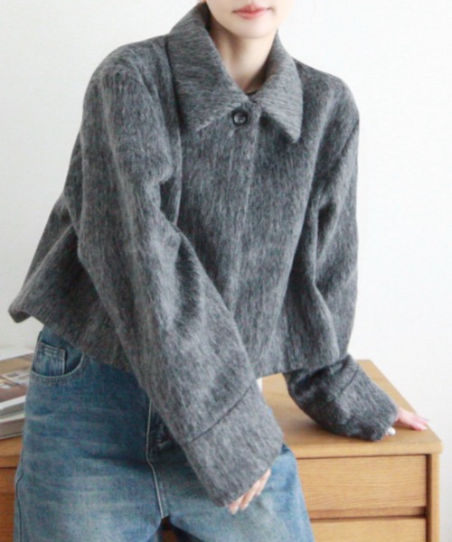 Eclat one】シャギー ショート丈 コート ジャケット