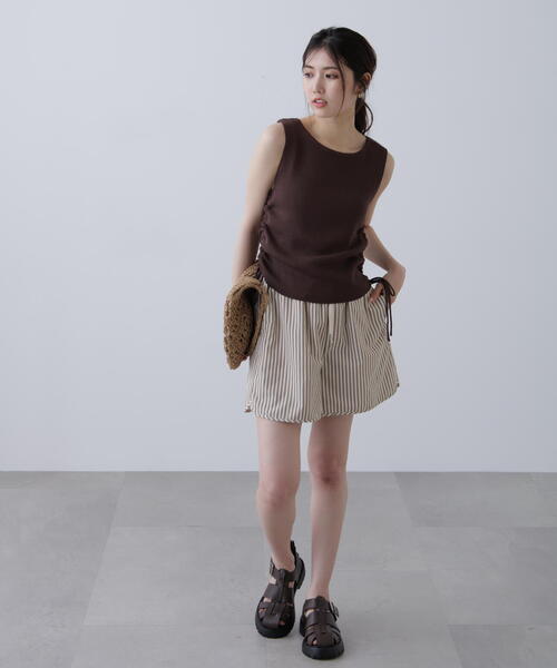 JUEMI ストライプ柄ショートパンツ FREE セール】◇〈セットアップ対応〉ストライプショートパンツ