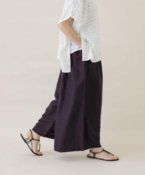 かぐれ（カグレ）の「リネンレーヨンワイドギャザーパンツ（その他パンツ・レディース・スミクロ/チャコールグレー/ライトカーキ・FREE）」の2枚目の写真