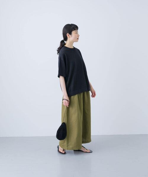 かぐれ（カグレ）の「リネンレーヨンワイドギャザーパンツ（その他パンツ・レディース・スミクロ/チャコールグレー/ライトカーキ・FREE）」の9枚目の写真