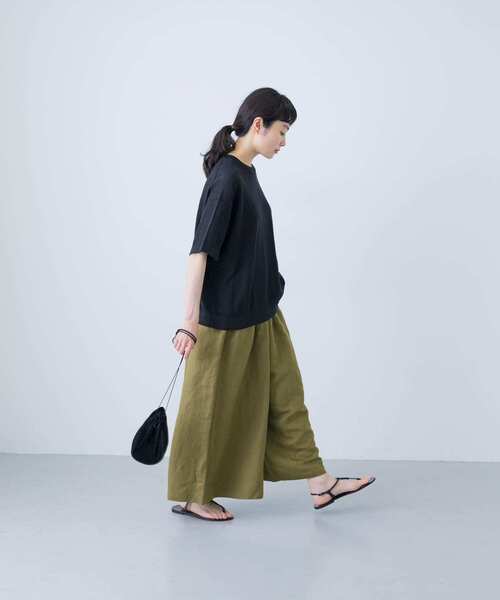 MAGALI 天日干しコットン 裾ギャザーパンツ　グレー　新品タグ付き MAGALI /タックボタンパンツ・アッシュグレー - MARCHE' DE SOEUR