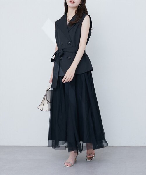 natural couture（ナチュラルクチュール）の「ベストセットキャミワンピース（ワンピース・レディース・ブラック/ブラウン/アイボリー・FREE）」の5枚目の写真