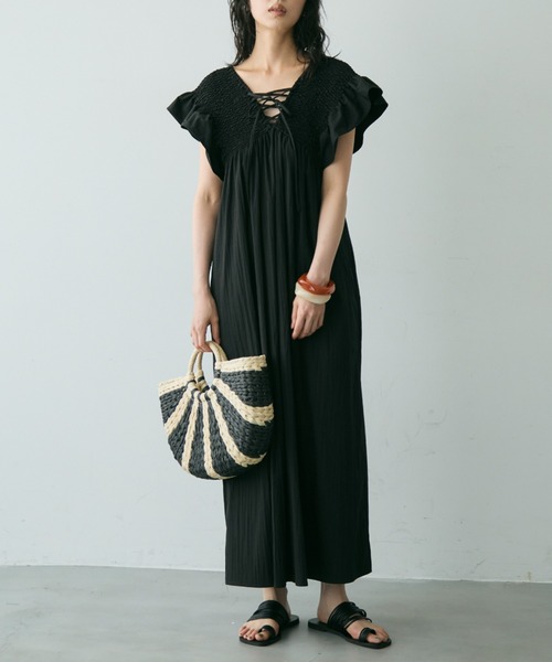 willfully 2wayアシメトリーシャーリングワンピ 2wayショルダーシャーリングワンピース-short & regular | 小柄
