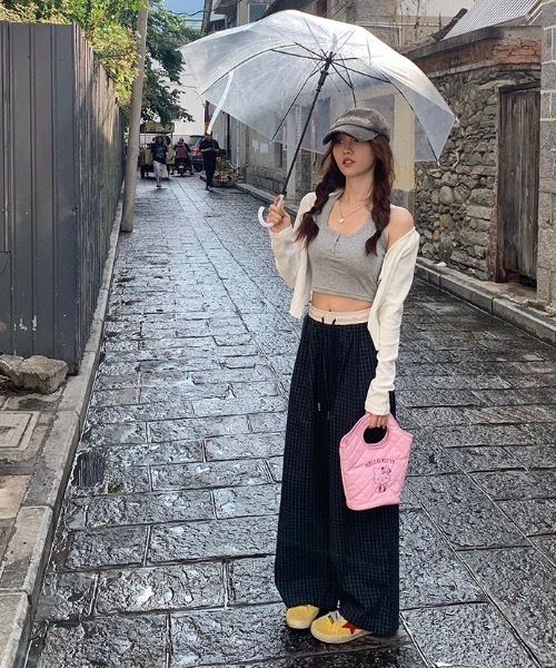 RASSVET(.РАССВЕТ)チェック柄 リラックスフィットパンツ セール】T/R CHECK EASY PANT/テトロン チェック イージーパンツ