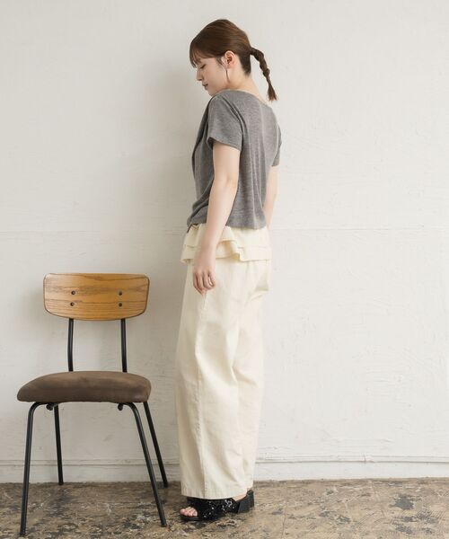 RETRO GIRL（レトロガール）の「ドレープラメCT（Tシャツ/カットソー・レディース・ブルー/ブラウン/チャコールグレー/ナチュラル/ブラック・FREE）」の10枚目の写真