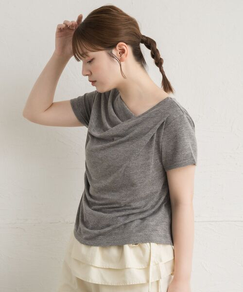 RETRO GIRL（レトロガール）の「ドレープラメCT（Tシャツ/カットソー・レディース・ブルー/ブラウン/チャコールグレー/ナチュラル/ブラック・FREE）」の14枚目の写真