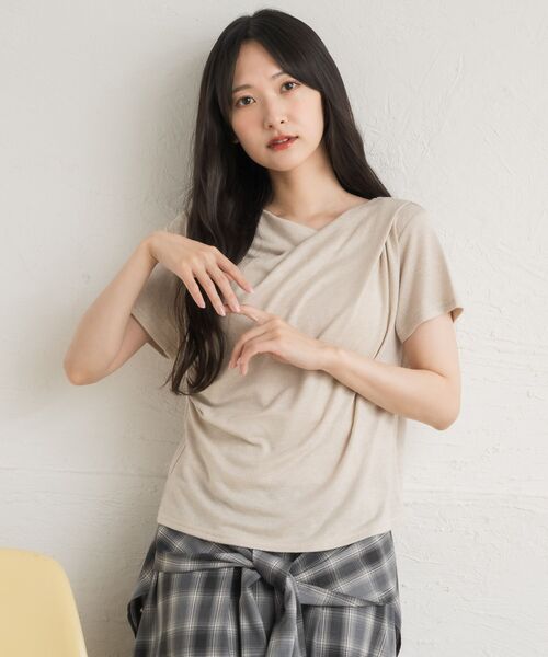 RETRO GIRL（レトロガール）の「ドレープラメCT（Tシャツ/カットソー・レディース・ブルー/ブラウン/チャコールグレー/ナチュラル/ブラック・FREE）」の19枚目の写真