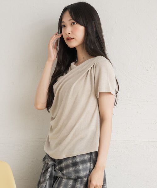 RETRO GIRL（レトロガール）の「ドレープラメCT（Tシャツ/カットソー・レディース・ブルー/ブラウン/チャコールグレー/ナチュラル/ブラック・FREE）」の22枚目の写真