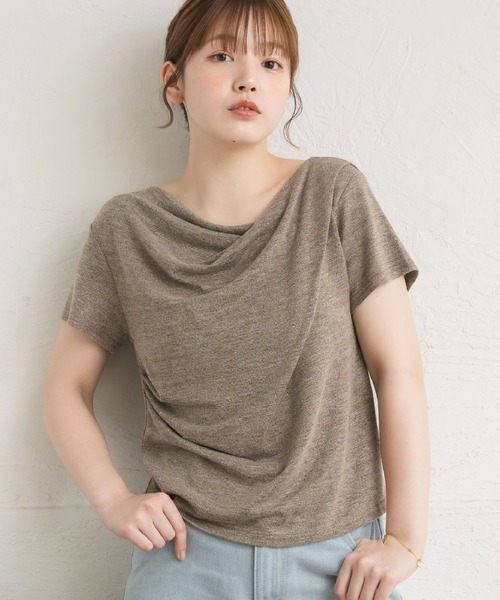 RETRO GIRL（レトロガール）の「ドレープラメCT（Tシャツ/カットソー・レディース・ブルー/ブラウン/チャコールグレー/ナチュラル/ブラック・FREE）」の3枚目の写真