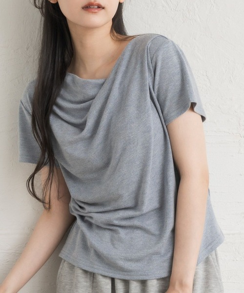 RETRO GIRL（レトロガール）の「ドレープラメCT（Tシャツ/カットソー・レディース・ブルー/ブラウン/チャコールグレー/ナチュラル/ブラック・FREE）」の5枚目の写真