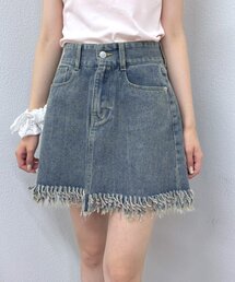 [mline]フリンジデニム ミニスカート