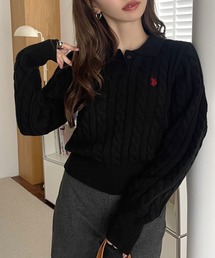 【Ada.別注 U.S. POLO ASSN】ケーブル 長袖 ニット ポロシャツ