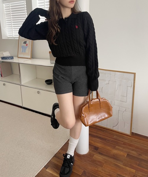 U.S. POLO ASSN.（ユーエスポロアッスン）の「【Ada.別注 U.S. POLO ASSN】ケーブル 長袖 ニット ポロシャツ（ニット/セーター・レディース・ホワイト/ネイビー/ブラック・M/L）」の12枚目の写真